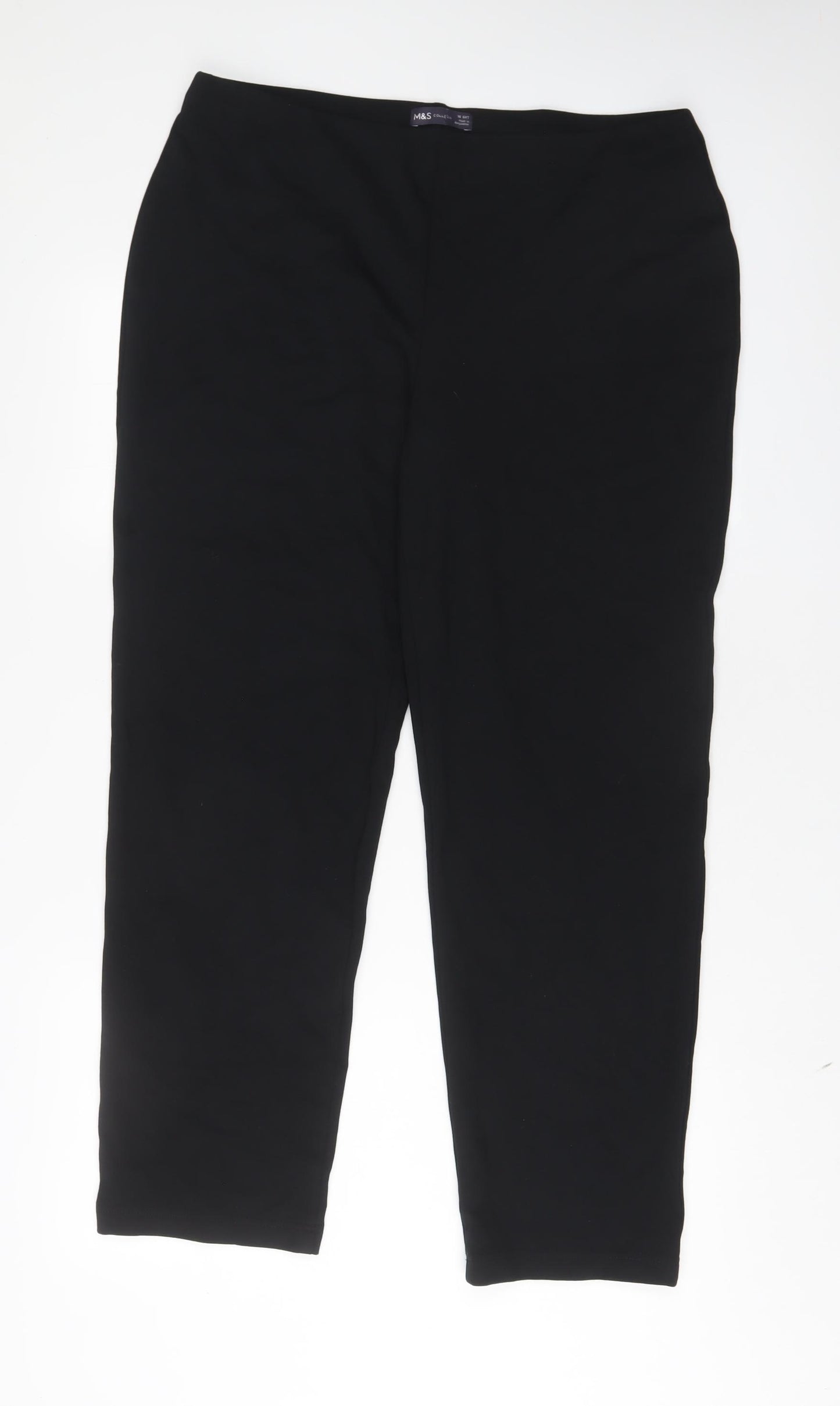 Marks and Spencer Womens Black Viscose Trousers Size 16 L30 in Regular