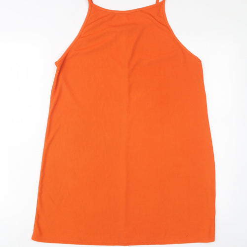 Boohoo Womens Orange Polyester A-Line Size 16 Scoop Neck Pullover