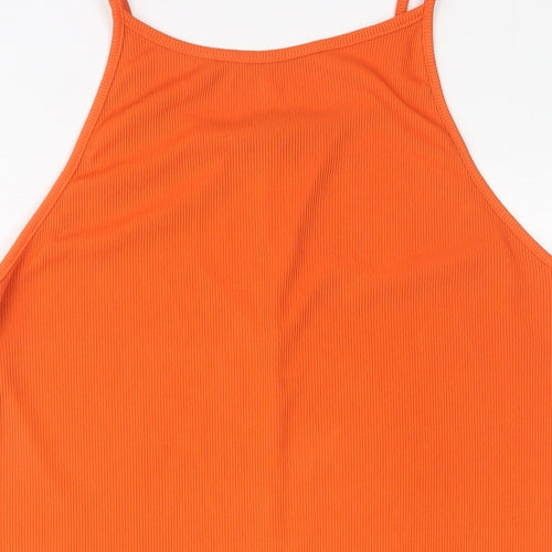 Boohoo Womens Orange Polyester A-Line Size 16 Scoop Neck Pullover