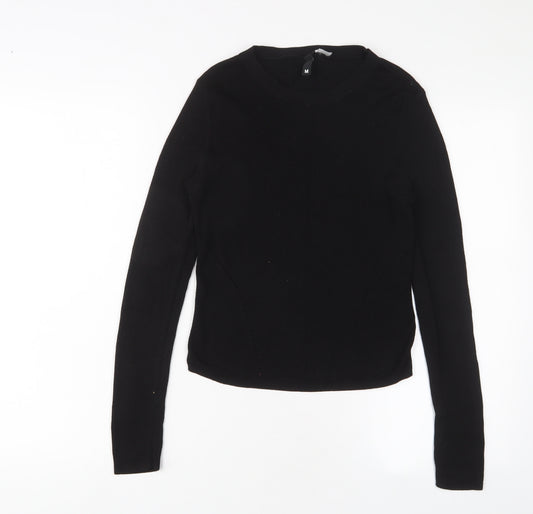 H&M Womens Black Crew Neck Acrylic Pullover Jumper Size M