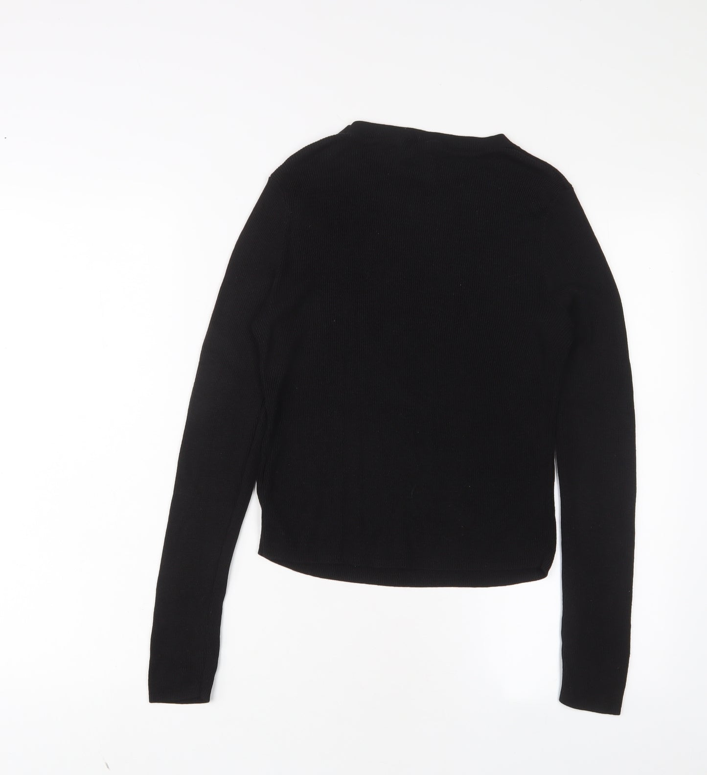 H&M Womens Black Crew Neck Acrylic Pullover Jumper Size M