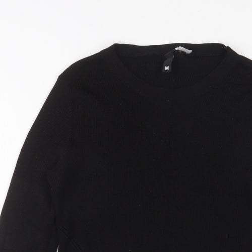 H&M Womens Black Crew Neck Acrylic Pullover Jumper Size M