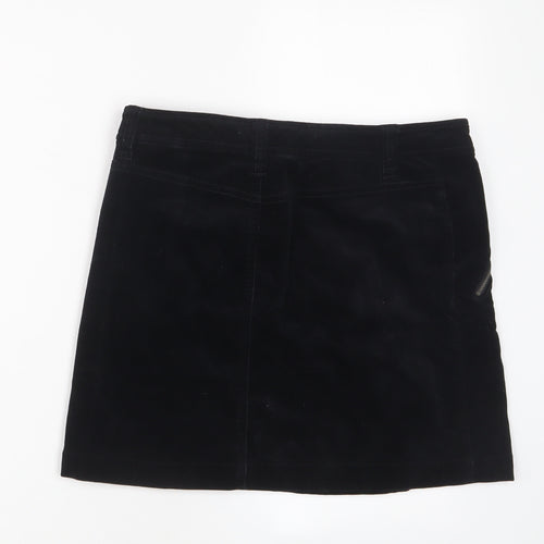 NEXT Womens Black Cotton A-Line Skirt Size 8 Zip - Zips