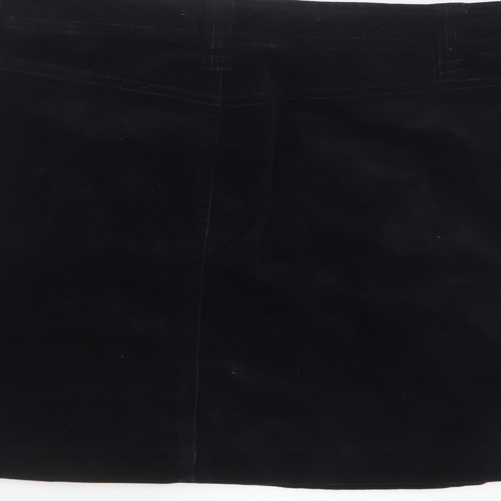 NEXT Womens Black Cotton A-Line Skirt Size 8 Zip - Zips