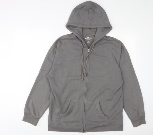 Hollister Mens Grey Cotton Full Zip Hoodie Size S