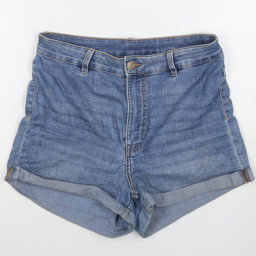 Divided by H&M Womens Blue Cotton Hot Pants Shorts Size 12 L3 in Regular Zip