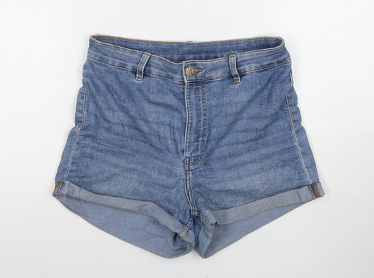 Divided by H&M Womens Blue Cotton Hot Pants Shorts Size 12 L3 in Regular Zip