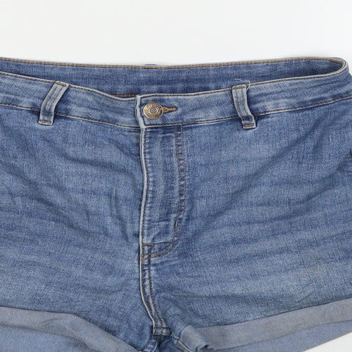 Divided by H&M Womens Blue Cotton Hot Pants Shorts Size 12 L3 in Regular Zip