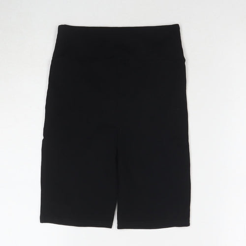 River Island Womens Black Cotton Basic Shorts Size 8 L6 in Regular Zip - Compression Leggings Shorts