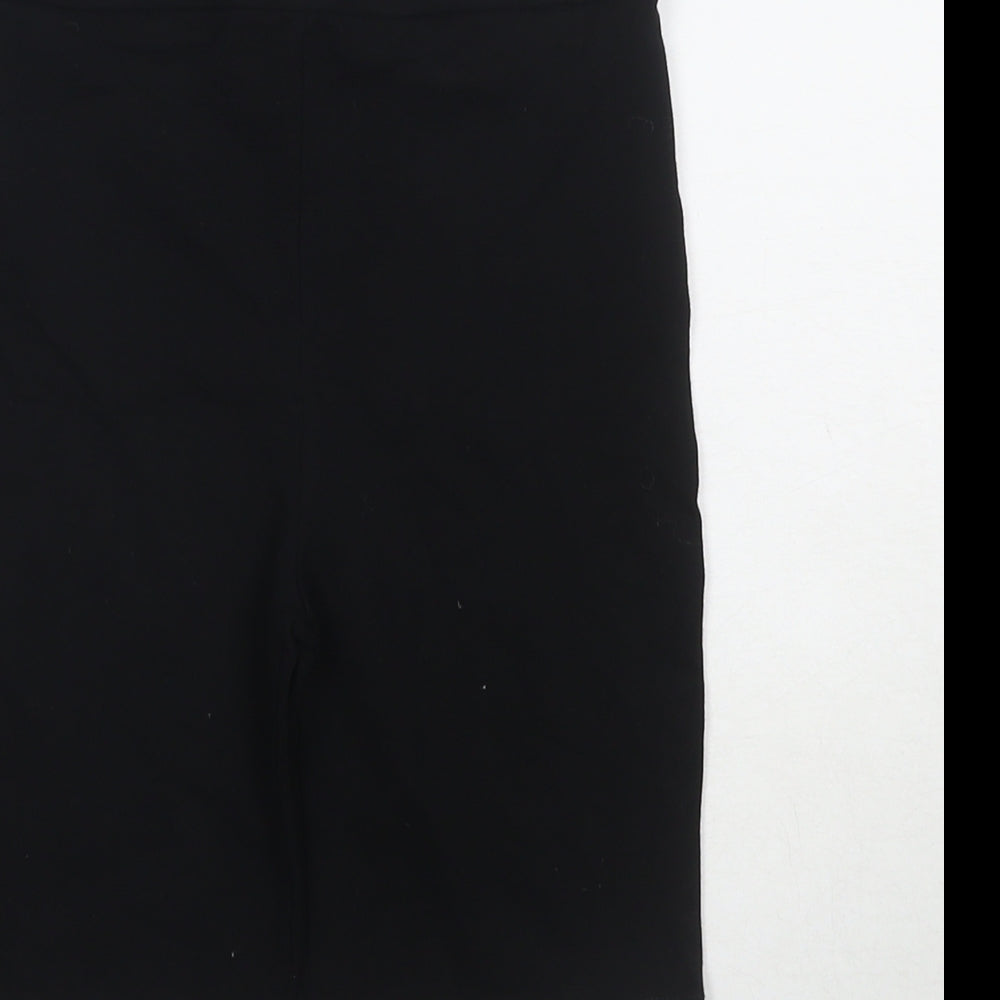 River Island Womens Black Cotton Basic Shorts Size 8 L6 in Regular Zip - Compression Leggings Shorts