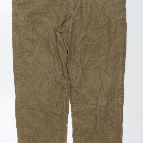 Marks and Spencer Mens Beige Cotton Trousers Size 34 in L29 in Regular Zip