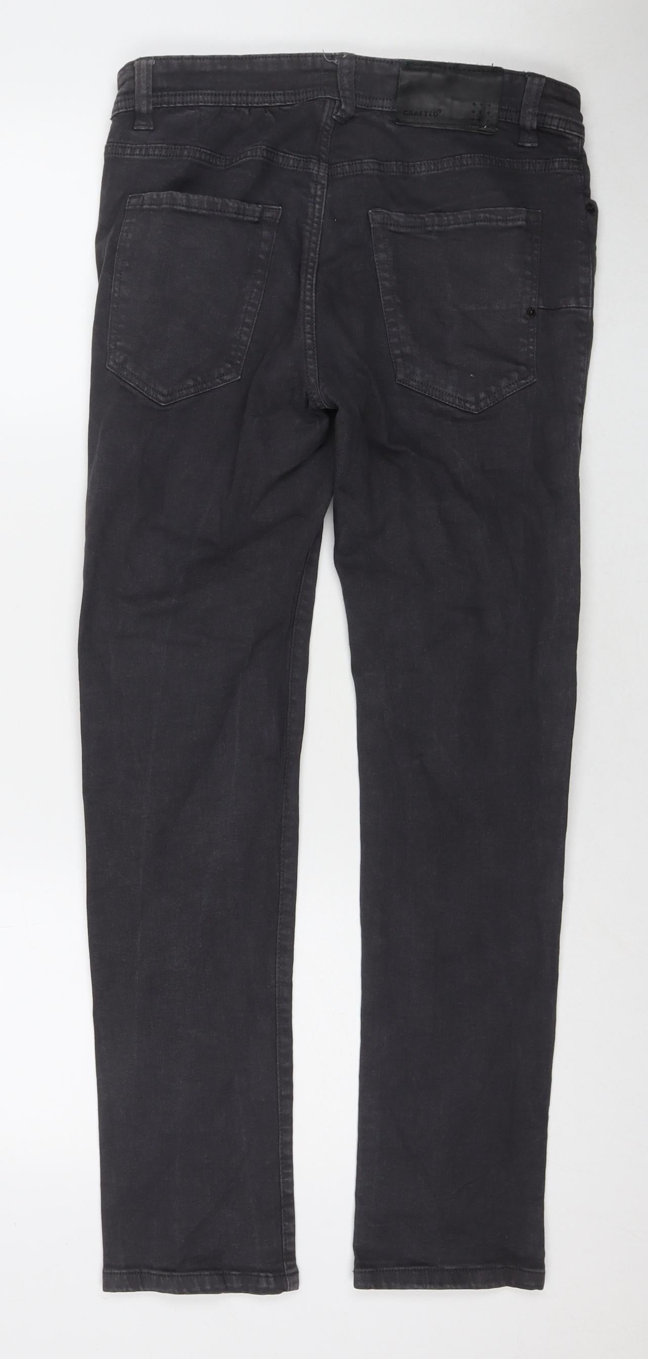 Crafted Mens Grey Cotton Skinny Jeans Size 30 in L30 in Regular Zip