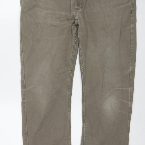 Marks and Spencer Mens Brown Cotton Straight Jeans Size 36 in L29 in Regular Zip