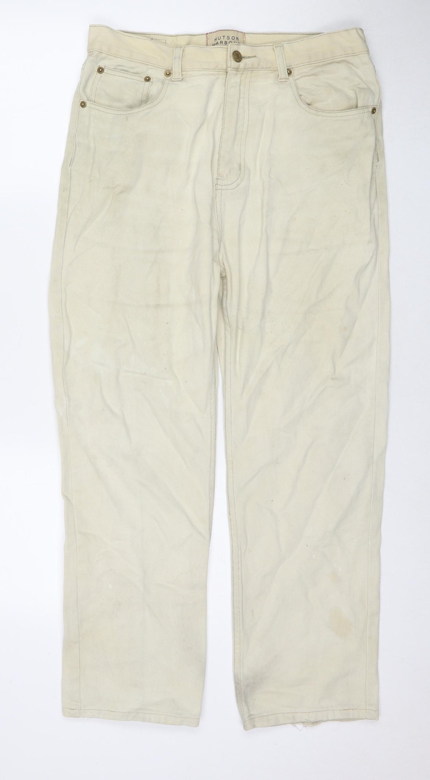 Hutson Harbour Mens Beige Cotton Straight Jeans Size 30 in L26 in Regular Zip