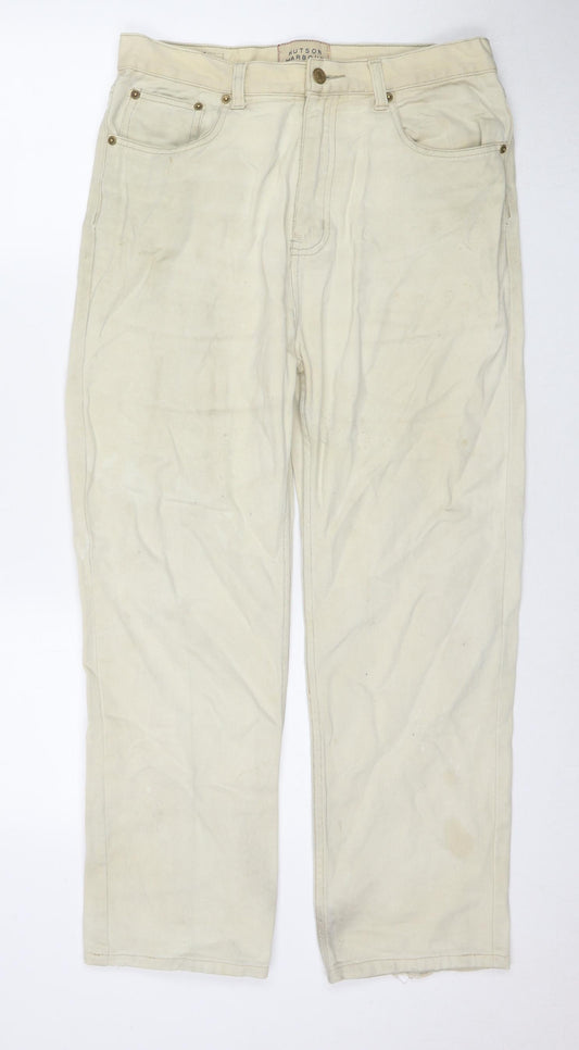 Hutson Harbour Mens Beige Cotton Straight Jeans Size 30 in L26 in Regular Zip