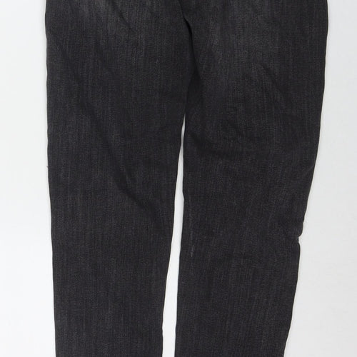 JACK & JONES Mens Black Cotton Tapered Jeans Size 30 in L32 in Regular Zip