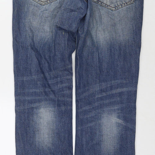 F&F Mens Blue Cotton Straight Jeans Size 30 in L30 in Regular Zip