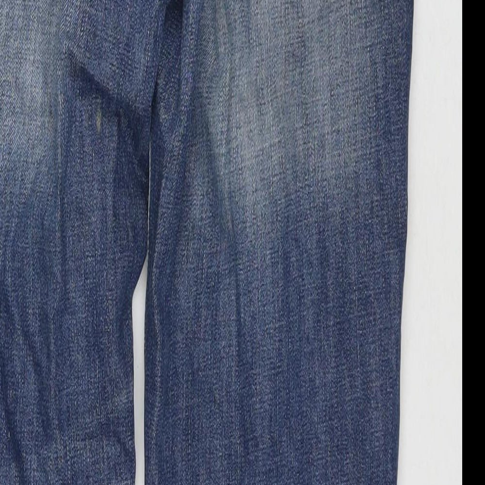 F&F Mens Blue Cotton Straight Jeans Size 30 in L30 in Regular Zip