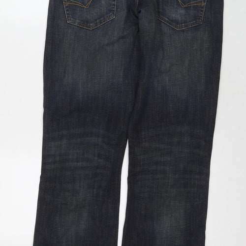 George Mens Blue Cotton Bootcut Jeans Size 36 in L33 in Regular Zip