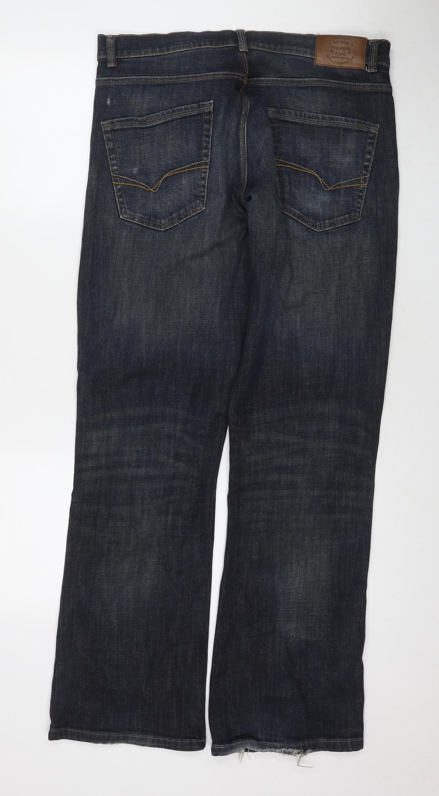 George Mens Blue Cotton Bootcut Jeans Size 36 in L33 in Regular Zip