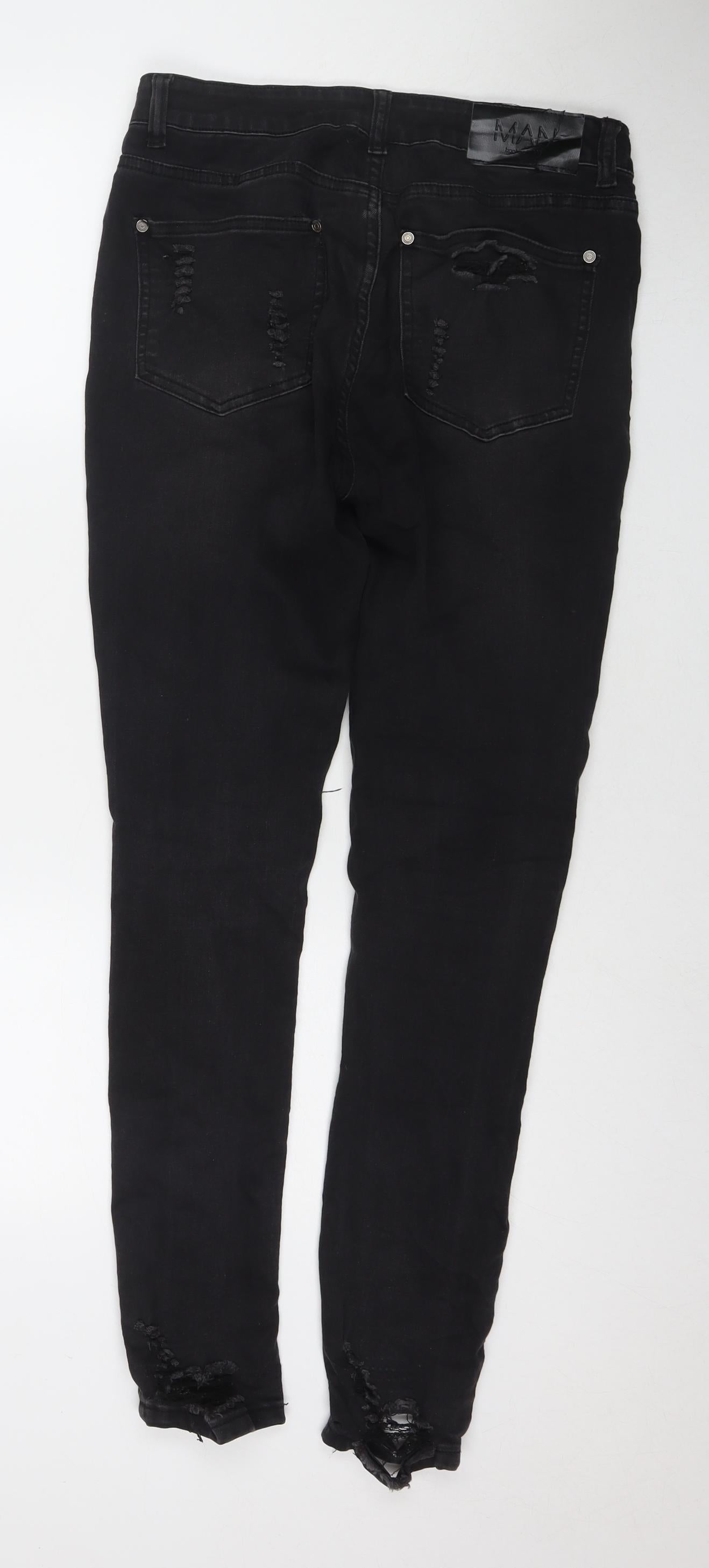 Boohoo Mens Black Cotton Skinny Jeans Size 30 in L30 in Regular Zip