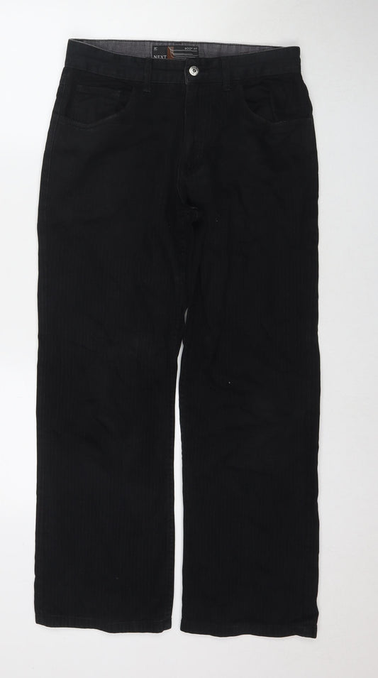 NEXT Mens Black Cotton Trousers Size 30 in L28 in Regular Zip - Short