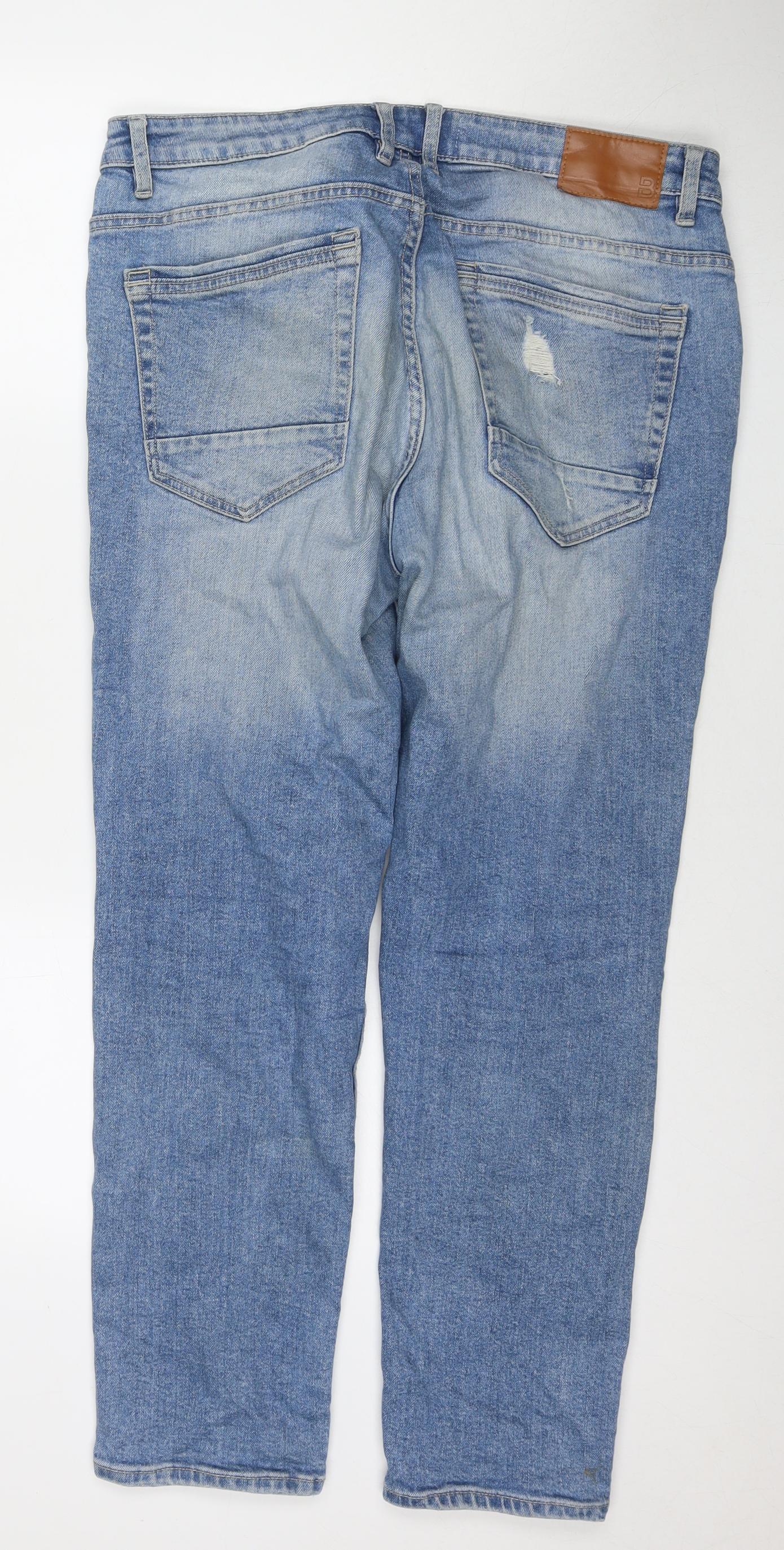 Burton Mens Blue Cotton Tapered Jeans Size 36 in L28 in Regular Zip