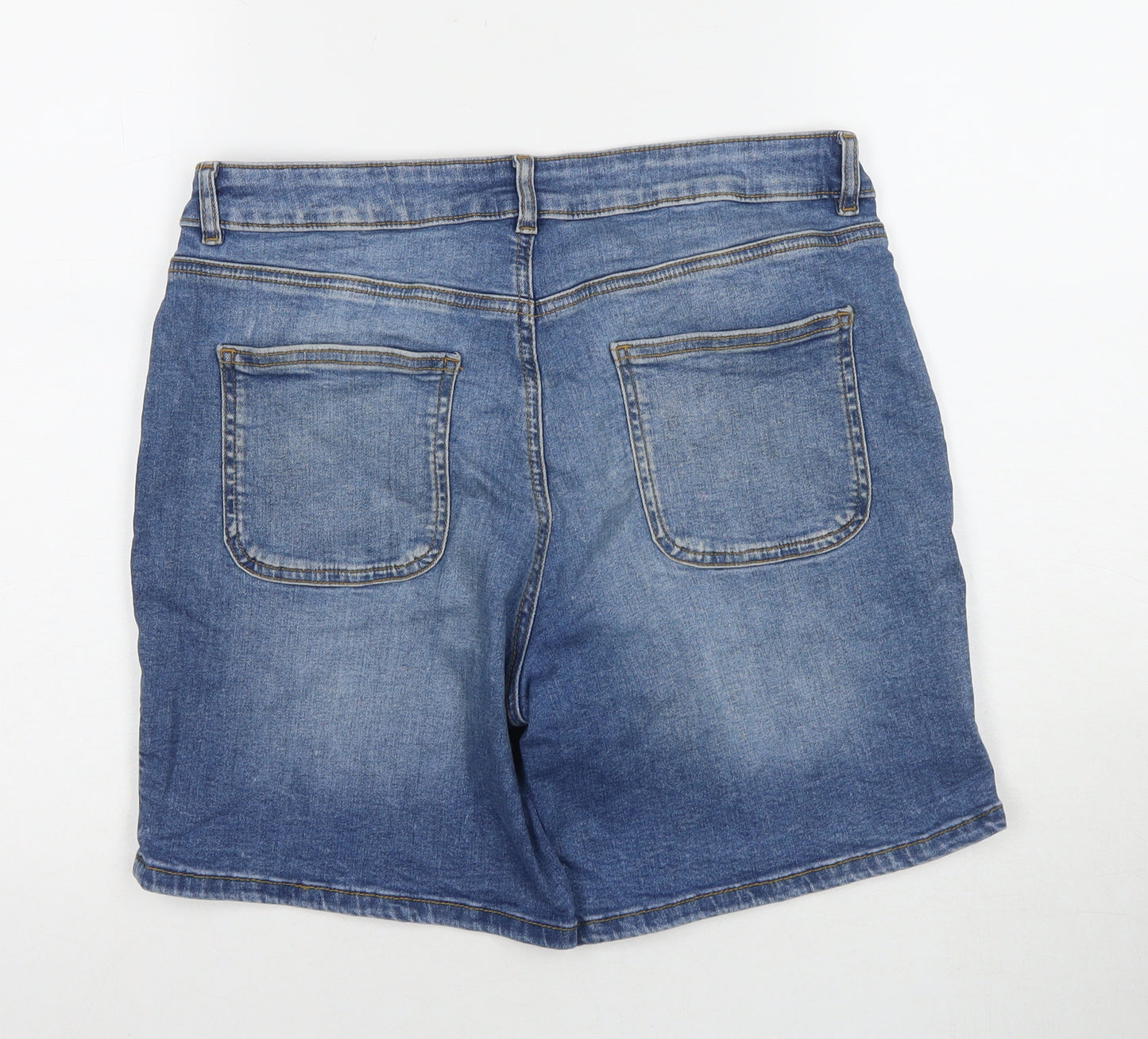 TU Womens Blue Cotton Boyfriend Shorts Size 14 L6 in Regular Zip