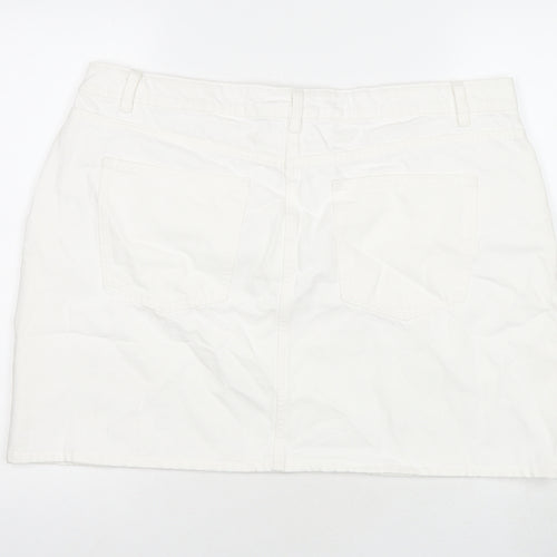 Marks and Spencer Womens White Cotton A-Line Skirt Size 20 Zip