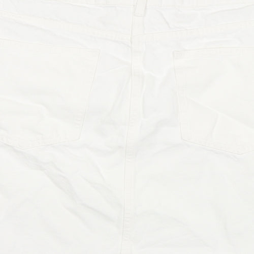 Marks and Spencer Womens White Cotton A-Line Skirt Size 20 Zip