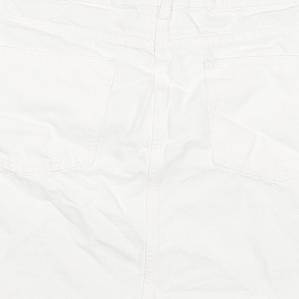 Marks and Spencer Womens White Cotton A-Line Skirt Size 20 Zip