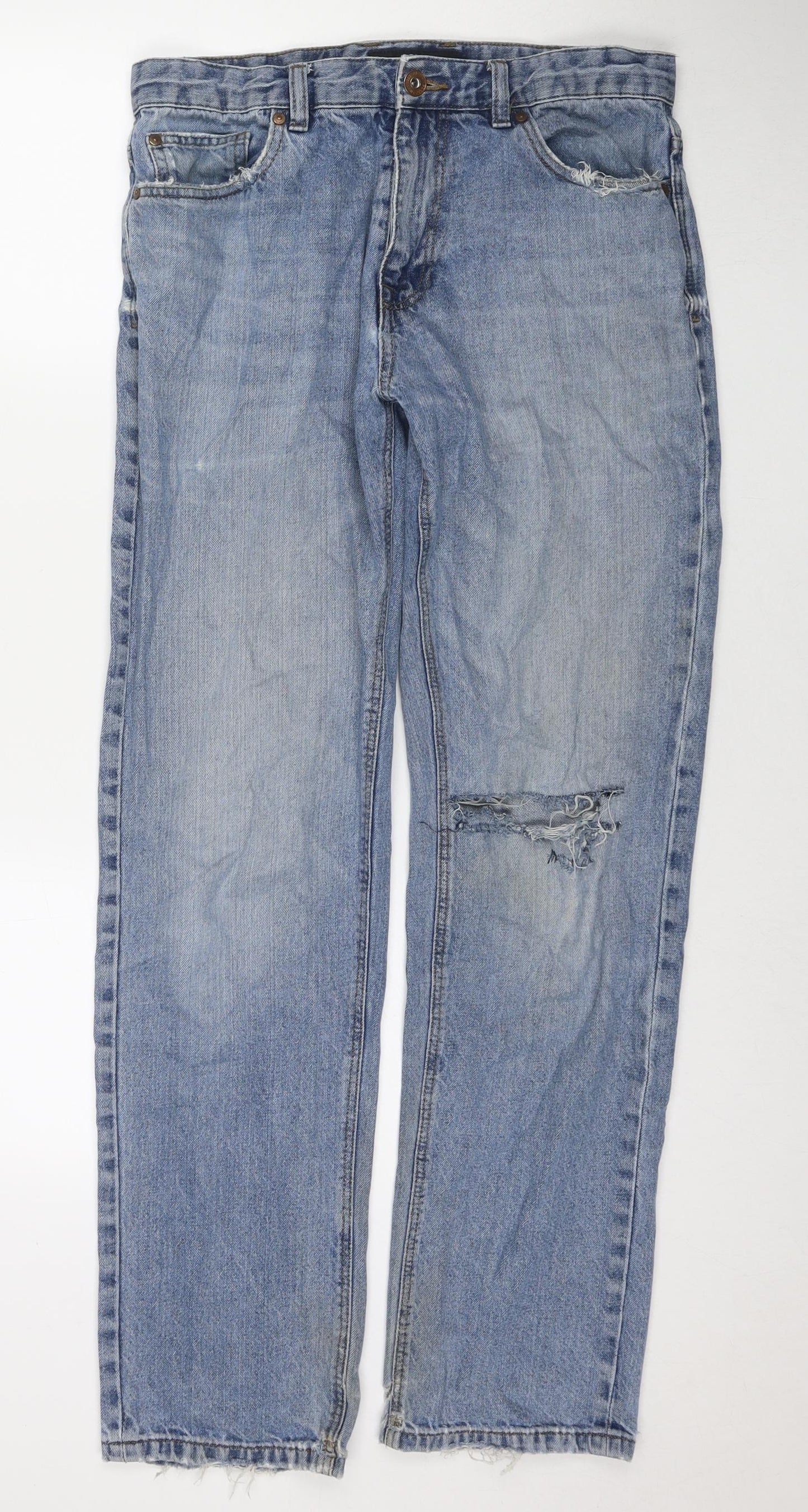 NEXT Mens Blue Cotton Straight Jeans Size 32 in L33 in Regular Zip