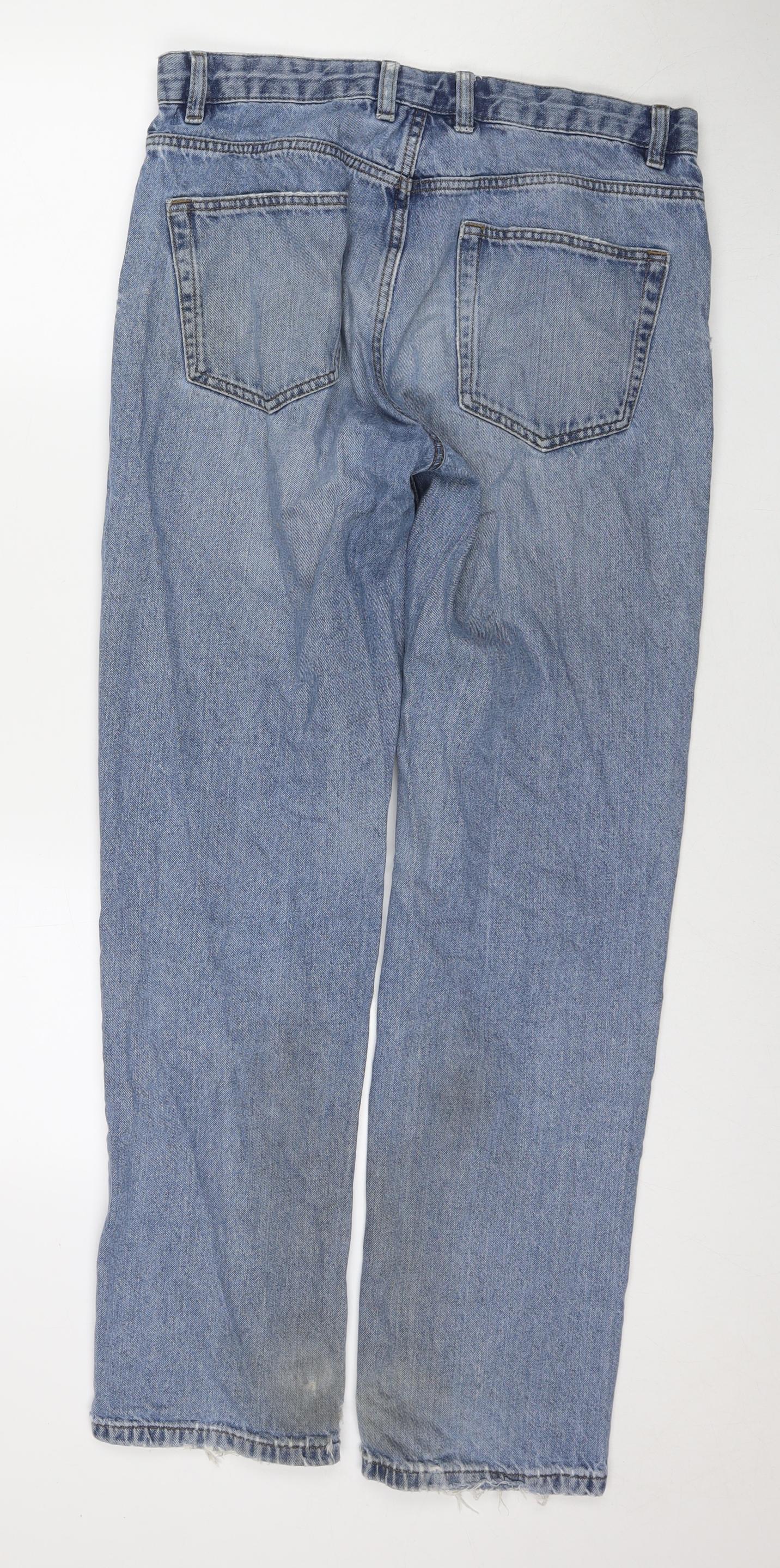 NEXT Mens Blue Cotton Straight Jeans Size 32 in L33 in Regular Zip