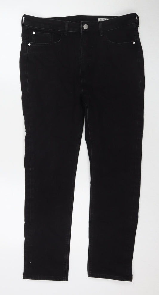 Marks and Spencer Womens Black Cotton Skinny Jeans Size 14 L26 in Regular Zip - Short