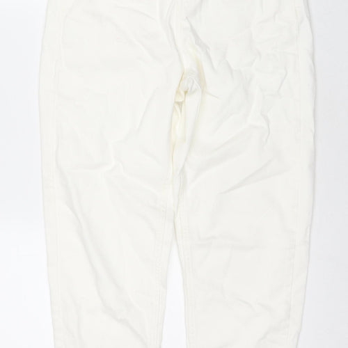 Marks and Spencer Womens White Cotton Mom Jeans Size 8 L27 in Regular Zip