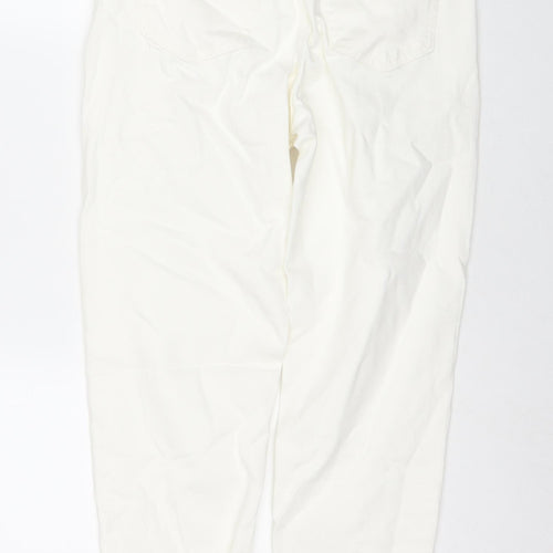 Marks and Spencer Womens White Cotton Mom Jeans Size 8 L27 in Regular Zip