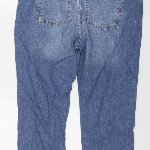 Marks and Spencer Womens Blue Cotton Cropped Jeans Size 14 L22 in Regular Zip