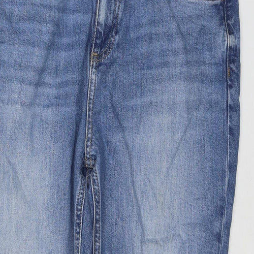 Marks and Spencer Womens Blue Cotton Cropped Jeans Size 14 L22 in Regular Zip