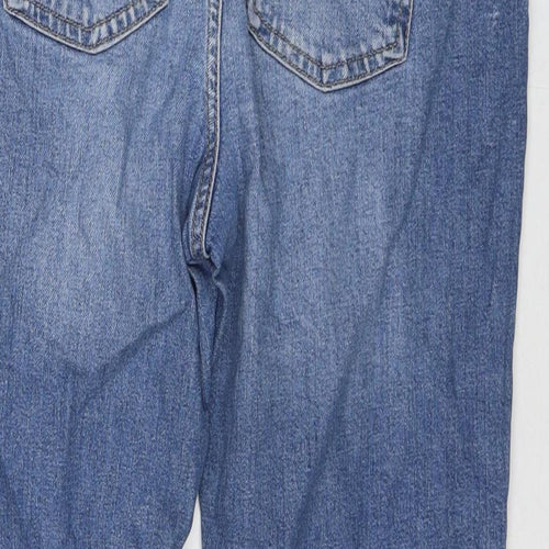 Marks and Spencer Womens Blue Cotton Cropped Jeans Size 14 L22 in Regular Zip