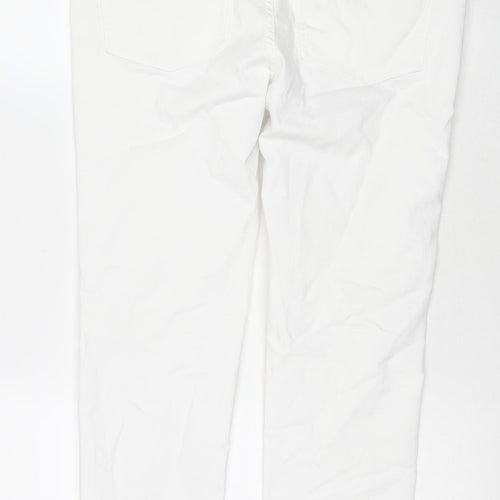 Marks and Spencer Womens White Polyester Blend Straight Jeans Size 16 L25 in Regular Zip - Short