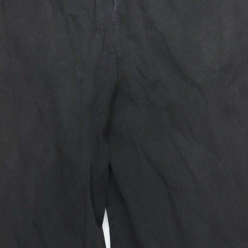 Marks and Spencer Mens Black Cotton Chino Trousers Size 36 in L33 in Regular Zip