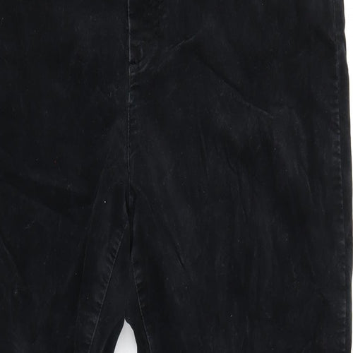 Pure Womens Black Cotton Trousers Size 18 L30 in Regular Zip