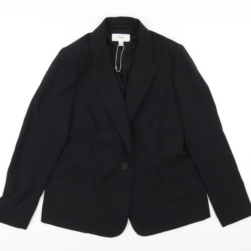 Marks and Spencer Womens Black Polyester Jacket Blazer Size 14