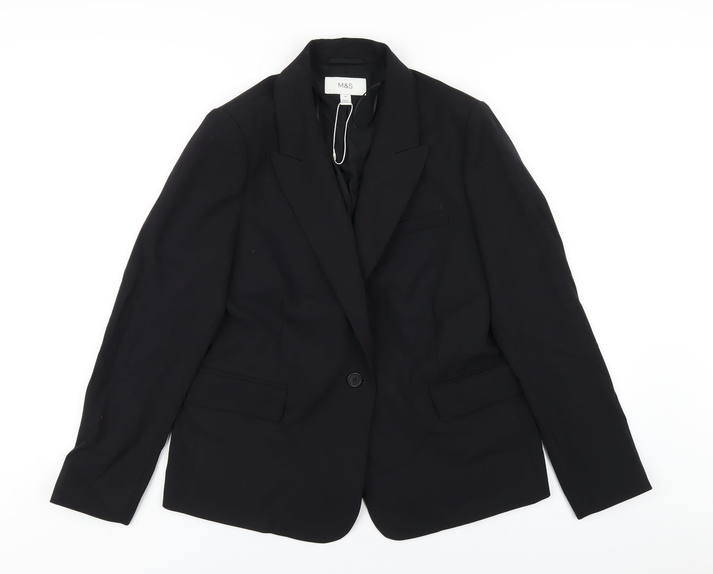 Marks and Spencer Womens Black Polyester Jacket Blazer Size 14