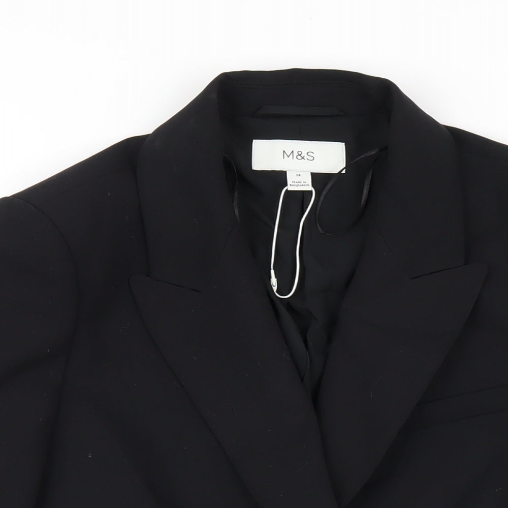 Marks and Spencer Womens Black Polyester Jacket Blazer Size 14