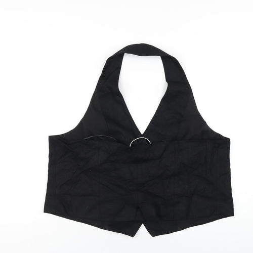 Marks and Spencer Womens Black Linen Basic Button-Up Size 22 Halter