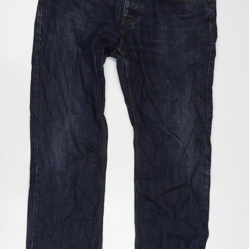 French Connection Mens Blue Cotton Blend Bootcut Jeans Size 36 in L30 in Regular Button