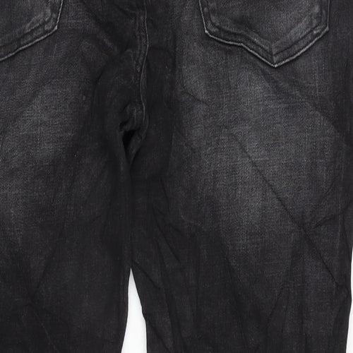 Marks and Spencer Mens Grey Cotton Blend Straight Jeans Size 36 in L31 in Regular Zip