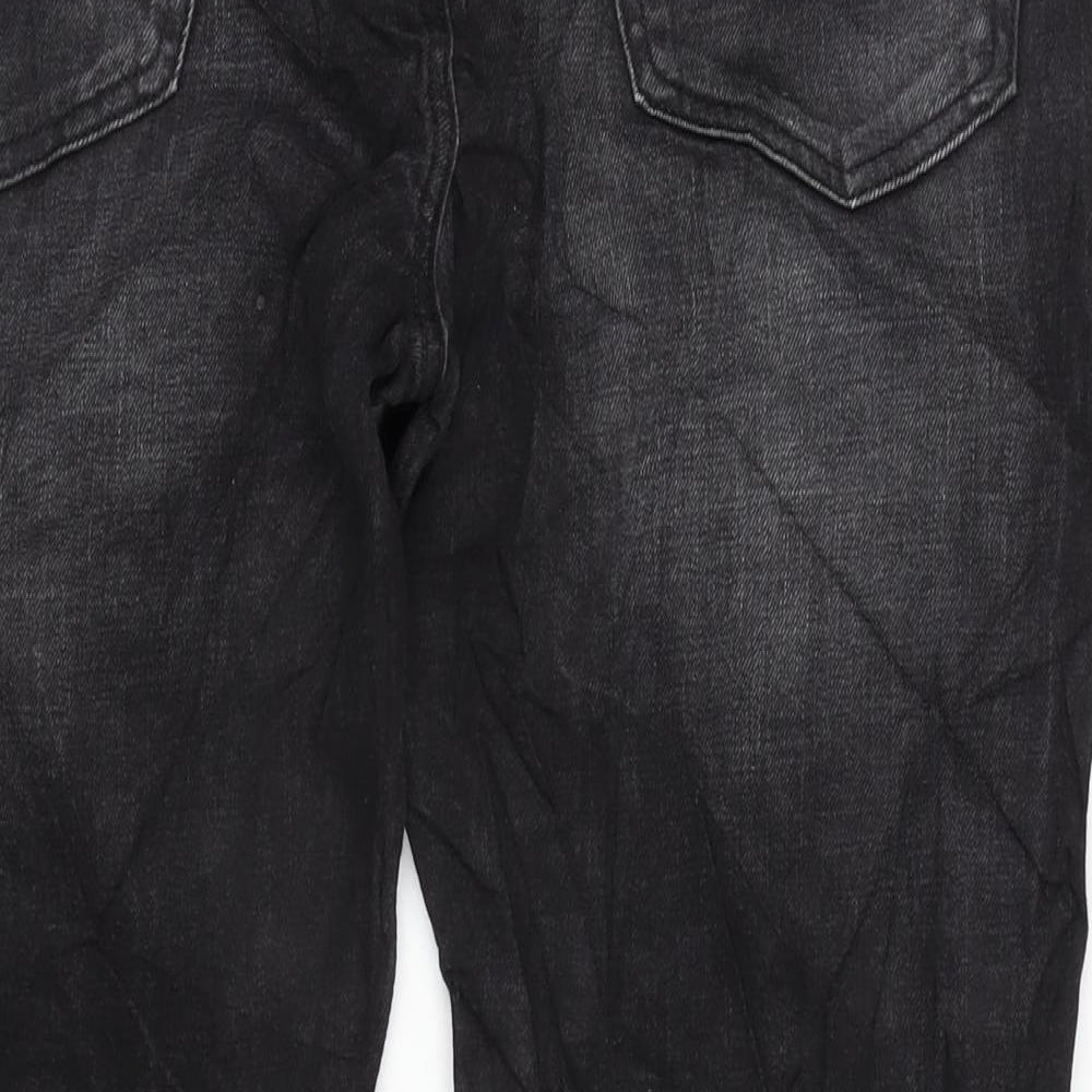 Marks and Spencer Mens Grey Cotton Blend Straight Jeans Size 36 in L31 in Regular Zip