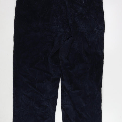 Marks and Spencer Mens Blue Cotton Trousers Size 36 in L28 in Regular Zip